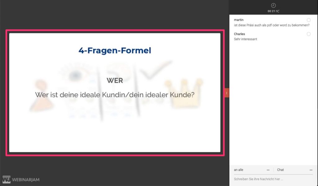 Screenshot Webinar Präsentation
