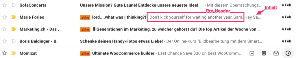 Pre-Header-Text in Gmail