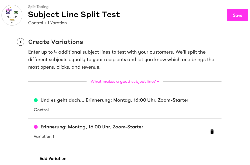 Split-Test für die Betreffszeile