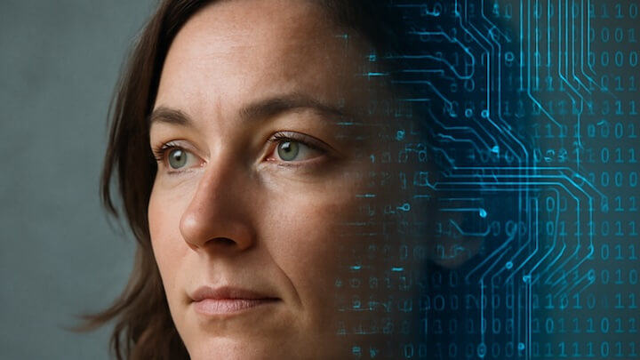 Digitale Vision einer nachdenklichen Frau