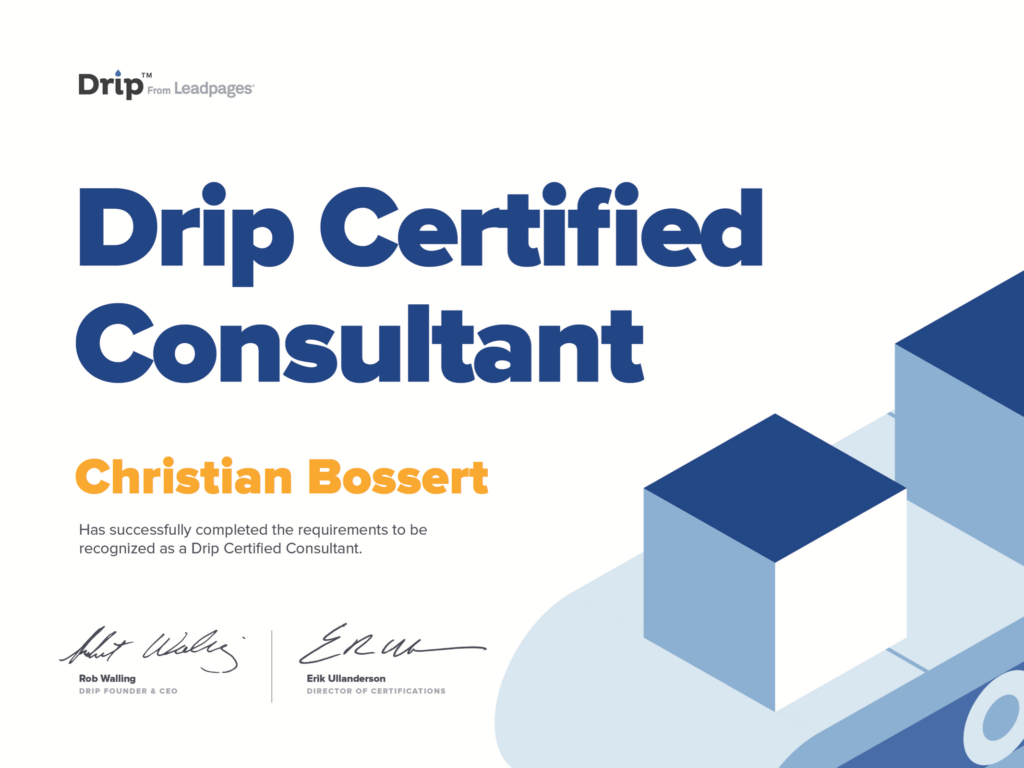 Christian Bossert Drip Certification